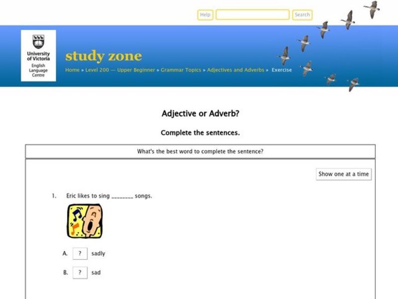 Adjective or Adverb? Interactive
