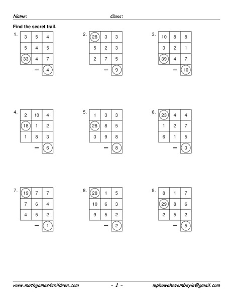 Secret Trail Worksheet