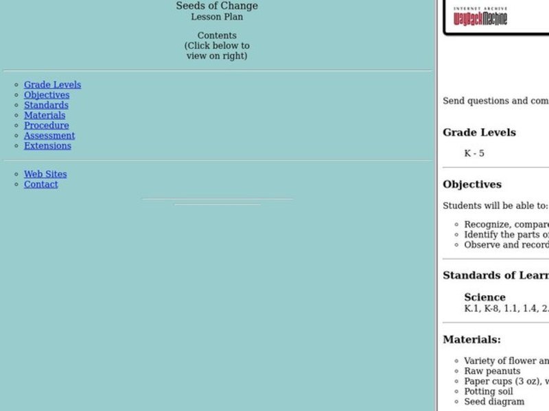 Seeds of Change Lesson Plan