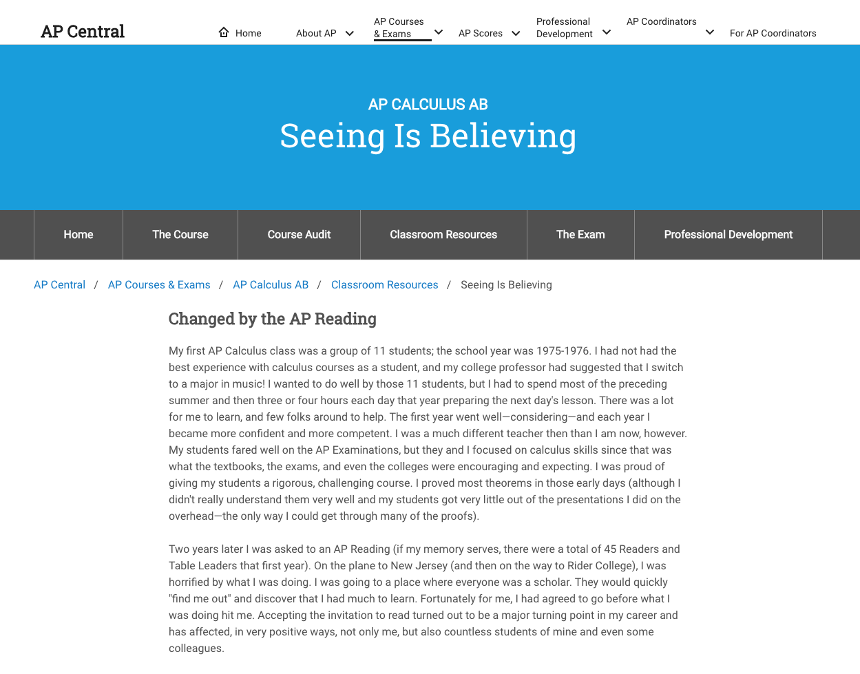 Seeing Is Believing AP Test Prep