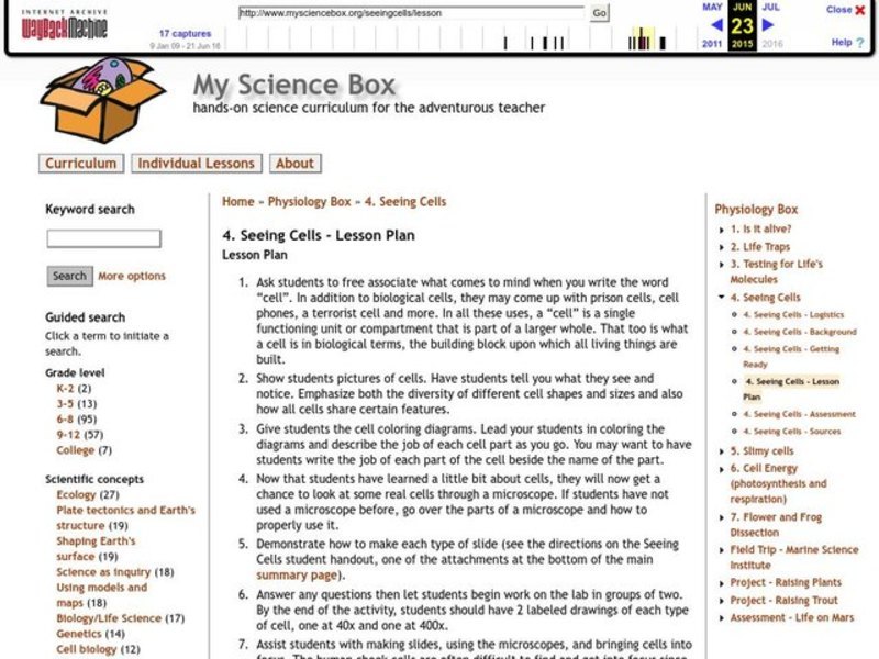 Seeing Cells Lesson Plan