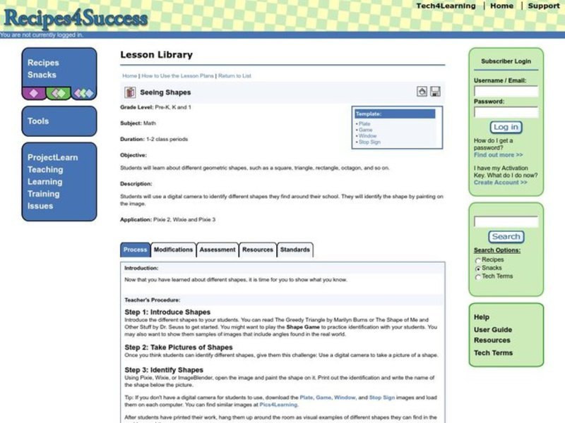 Seeing Shapes Lesson Plan