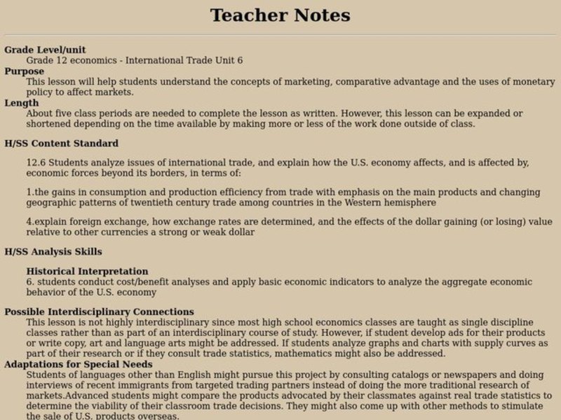 Seeking a Balance in International Trade: Pacific Rim Import-Export Transactions Activity Lesson Plan