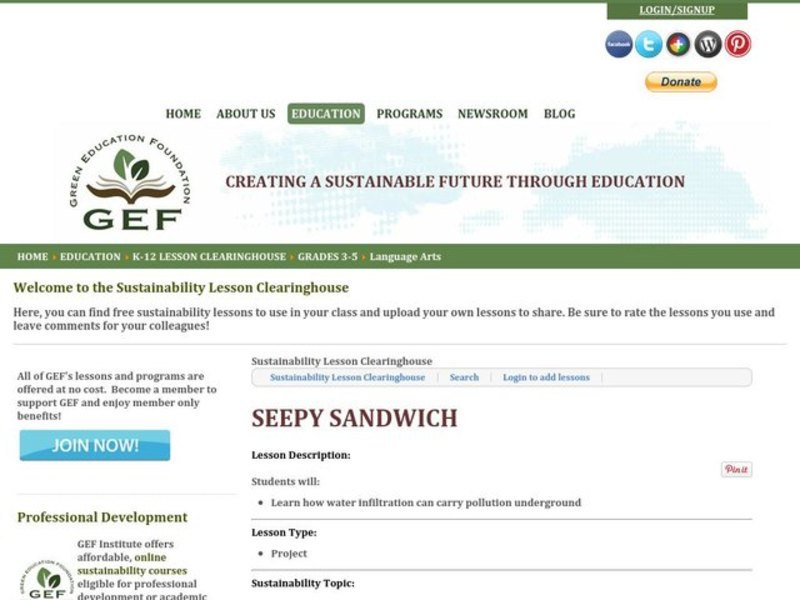 Seepy Sandwich Lesson Plan