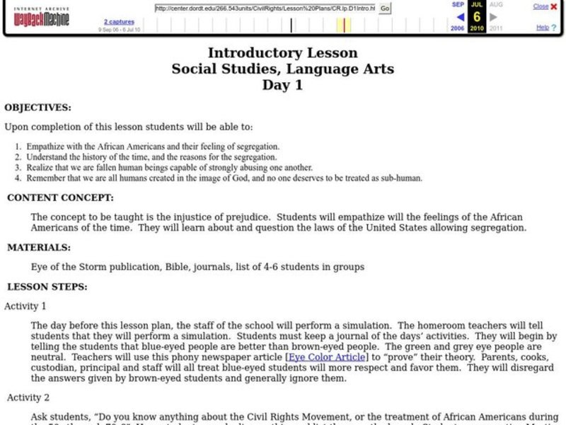 Segregation Lesson Plan