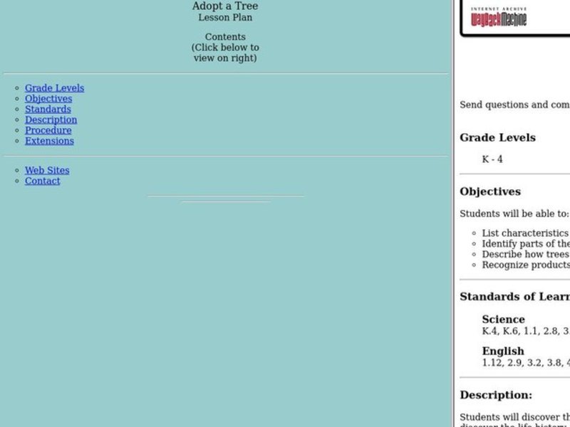 Adopt A Tree Lesson Plan