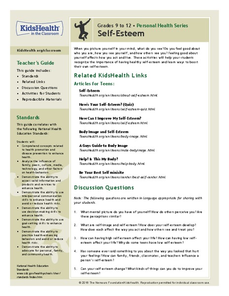 Self-Esteem Lesson Plan