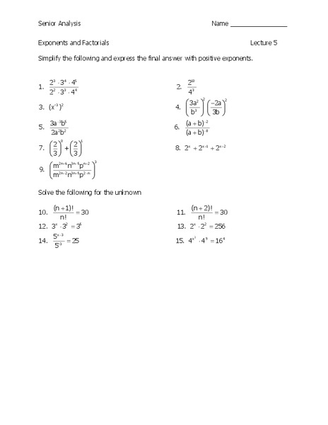 Senior Analysis Worksheet