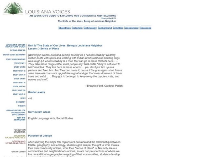 Sense of Place Lesson Plan