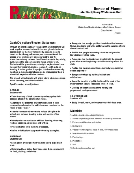 Sense Of Place Lesson Plan