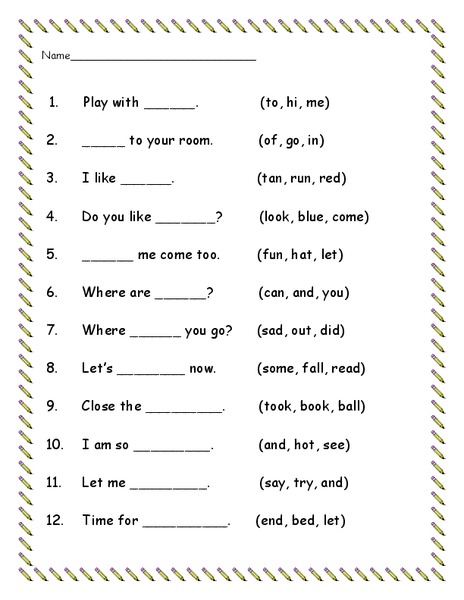 Sentence Completion Worksheet