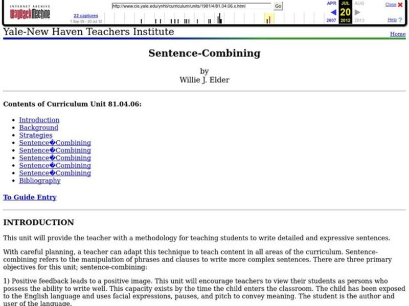 Sentence Combining Lesson Plan