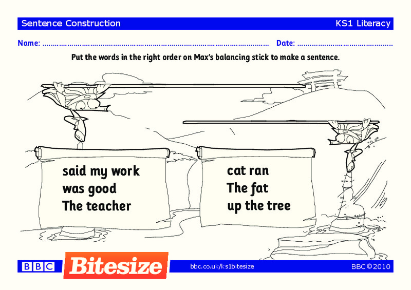 Sentence Construction Worksheet