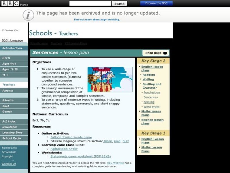 Sentences Lesson Plan