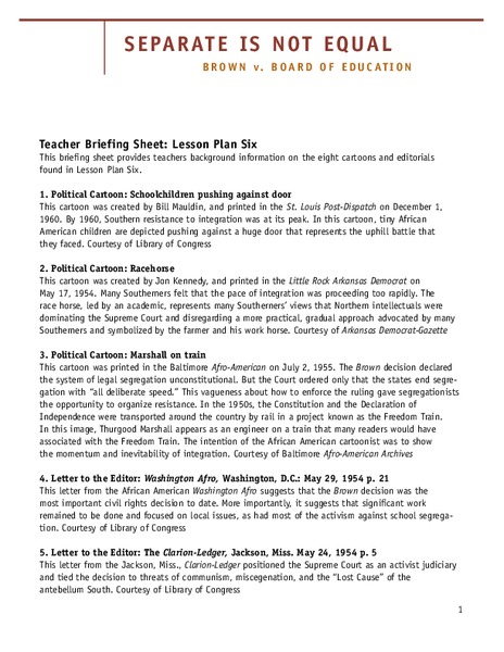 Separate is Not Equal Lesson Plan