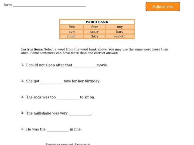 Adjectives 2 Worksheet