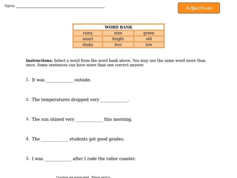 Adjectives 4 Worksheet