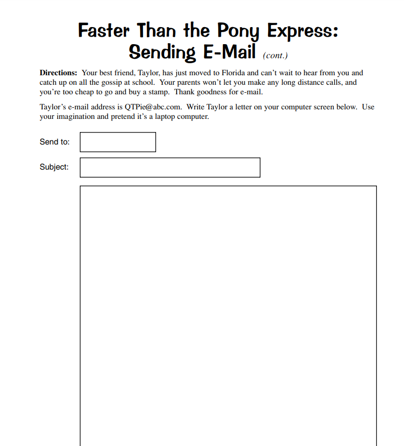 Sending E-Mail Worksheet