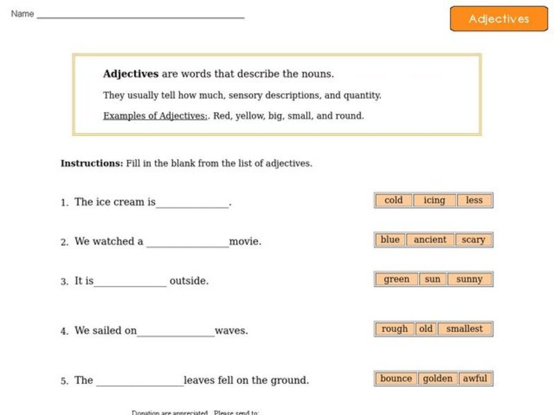 Adjectives 3 Worksheet