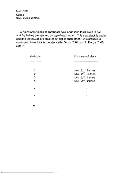 Sequence Problem Worksheet