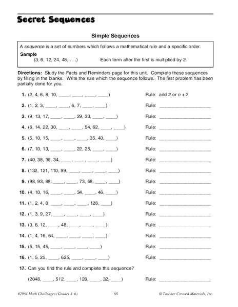 Sequences Worksheet