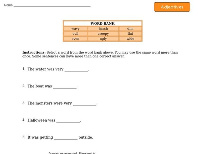 Adjectives 4 Worksheet