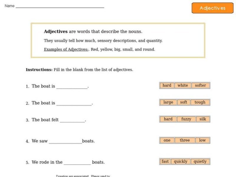 Adjectives 5 Worksheet