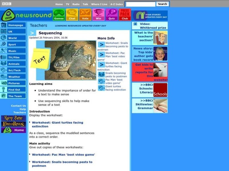 Sequencing Lesson Plan