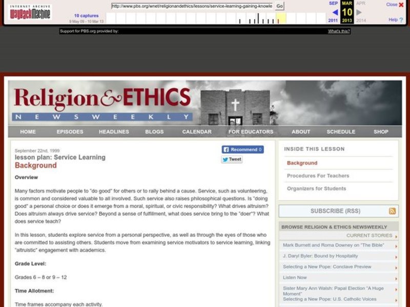 Service Learning Lesson Plan