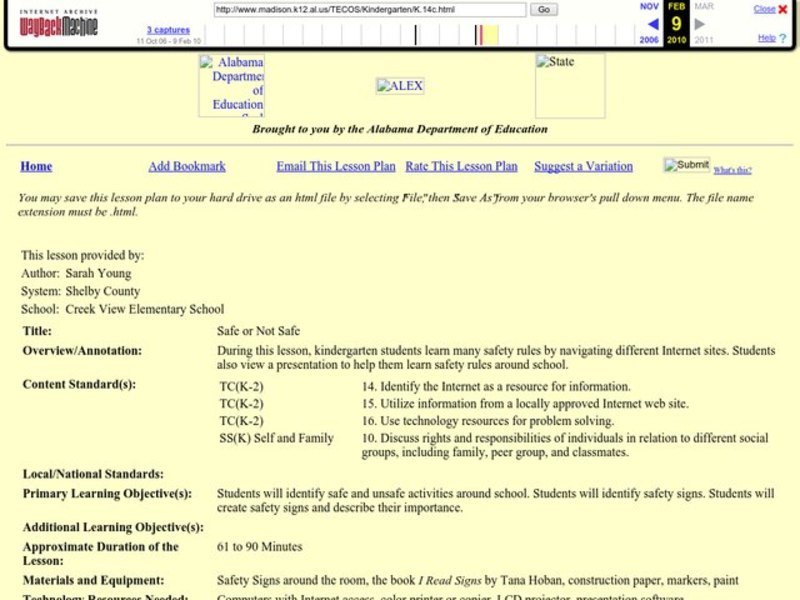 Safe or Not Safe Lesson Plan