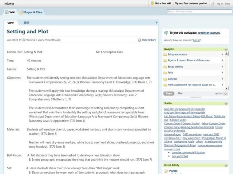 Setting And Plot Lesson Plan