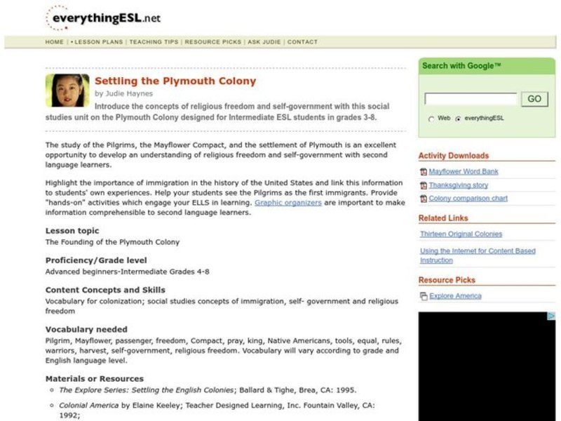 Settling the Plymouth Colony Lesson Plan