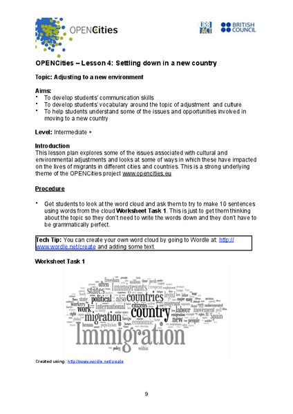 Settling Down in a New Country Lesson Plan