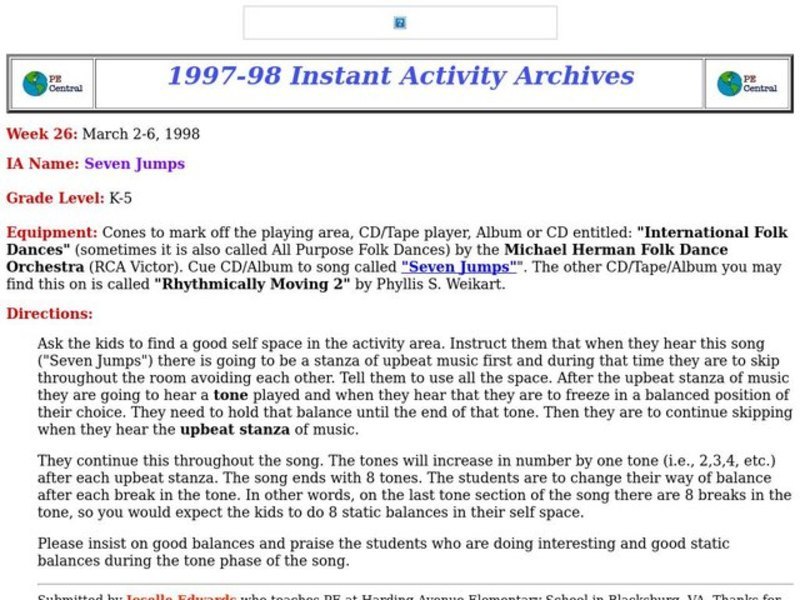 Seven Jumps Lesson Plan