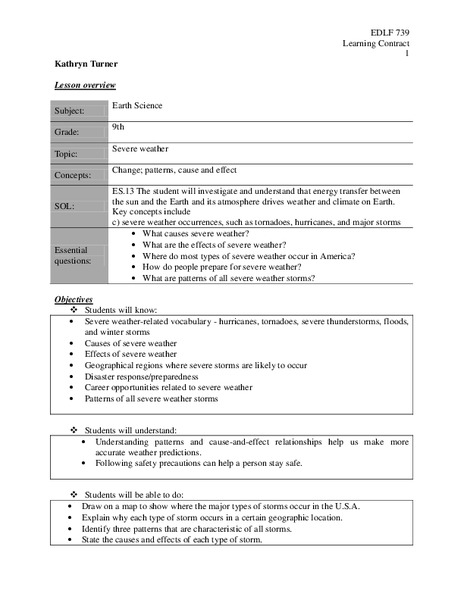 Severe Weather Lesson Plan