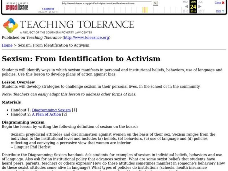 Sexism: From Identification to Activism Lesson Plan