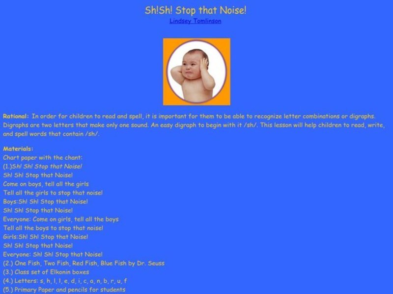 Sh! Sh! Stop that Noise! Lesson Plan