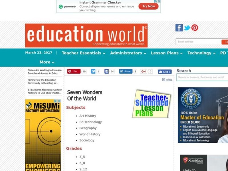 Seven Wonders of the World Lesson Plan