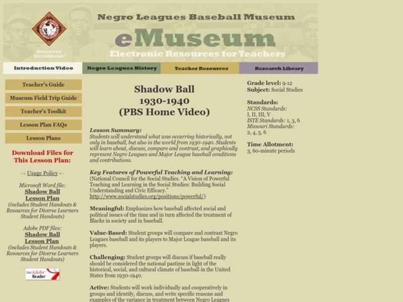 Shadow Ball Lesson Plan