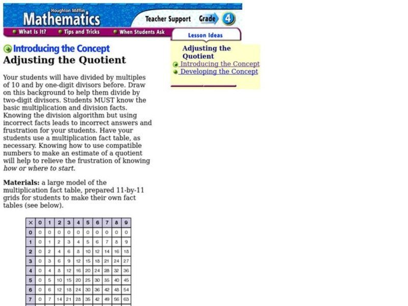 Adjusting the Quotient Lesson Plan