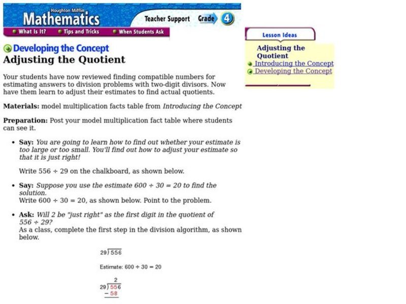 Adjusting the Quotient Lesson Plan