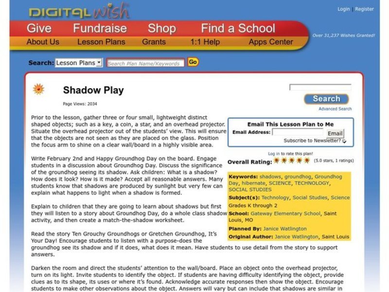 Shadow Play Lesson Plan