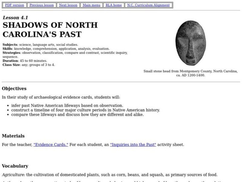 Shadows of North Carolina's Past Lesson Plan