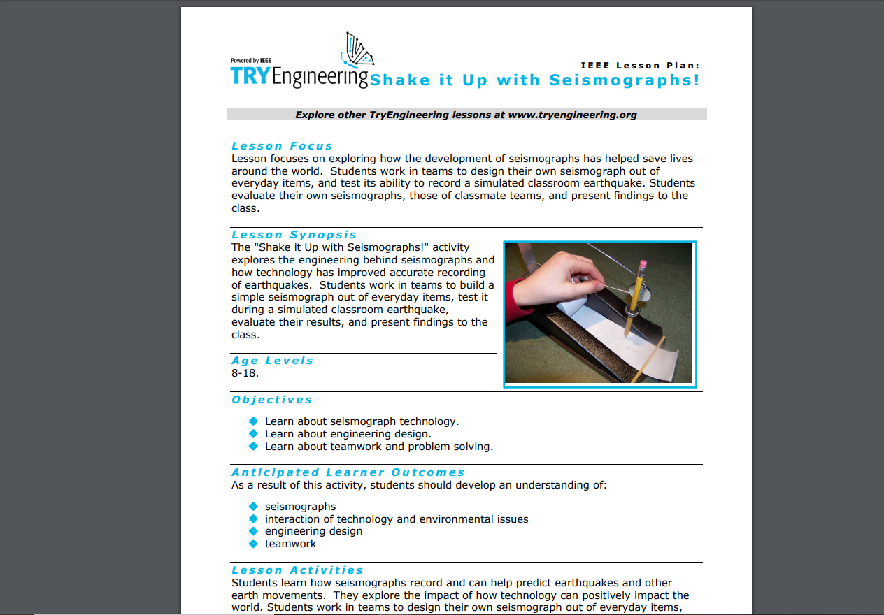 Shake it up with Seismographs! Lesson Plan