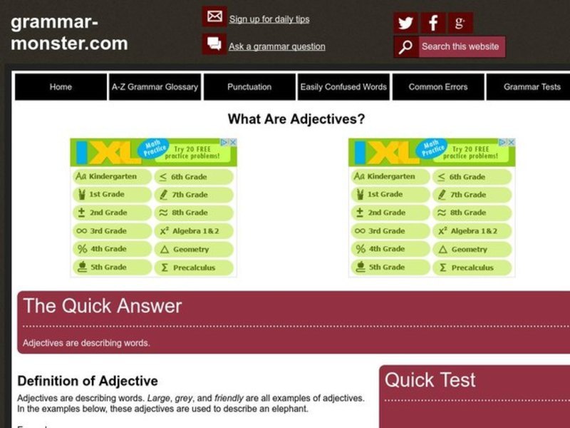 Adjectives Interactive