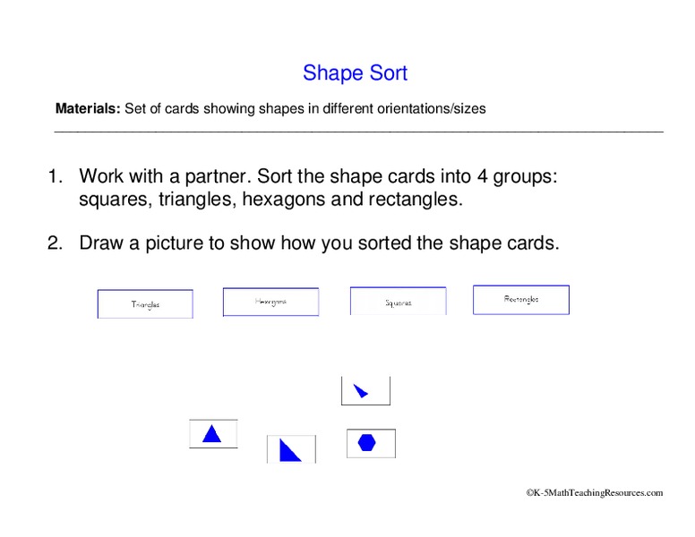 Shape Sort Worksheet