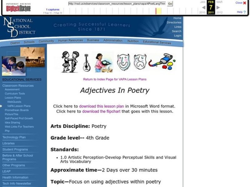 Adjectives in Poetry Lesson Plan