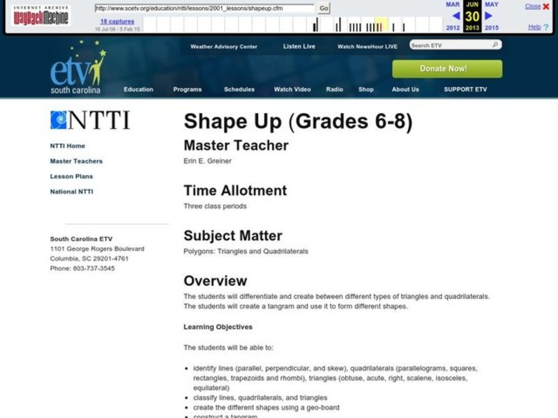 Shape Up Lesson Plan