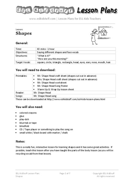 Shapes Lesson Plan