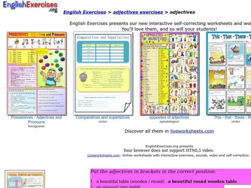 Adjectives Interactive